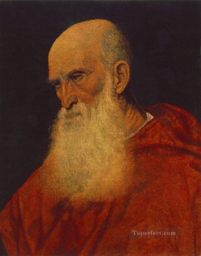  Tiziano Canvas - Portrait of an Old Man Pietro Cardinal Bembo Tiziano Titian